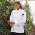 thumbnail image 3 of Uncommon Threads 0432-4603 Manteau de Chef Murano en Blanc avec Passepoil Rouge - Moyen, 3 of 6