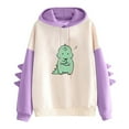 thumbnail image 1 of Women Dinosaur Print Hooded Drawstring Sweatshirt Pullover Headband Sweatshirt Hooded Sweater, 1 of 5