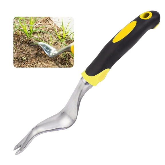 Hand Weeder Weeding Tool, Garden Hand Tools with Hole, Ergonomic Handle(Yellow)