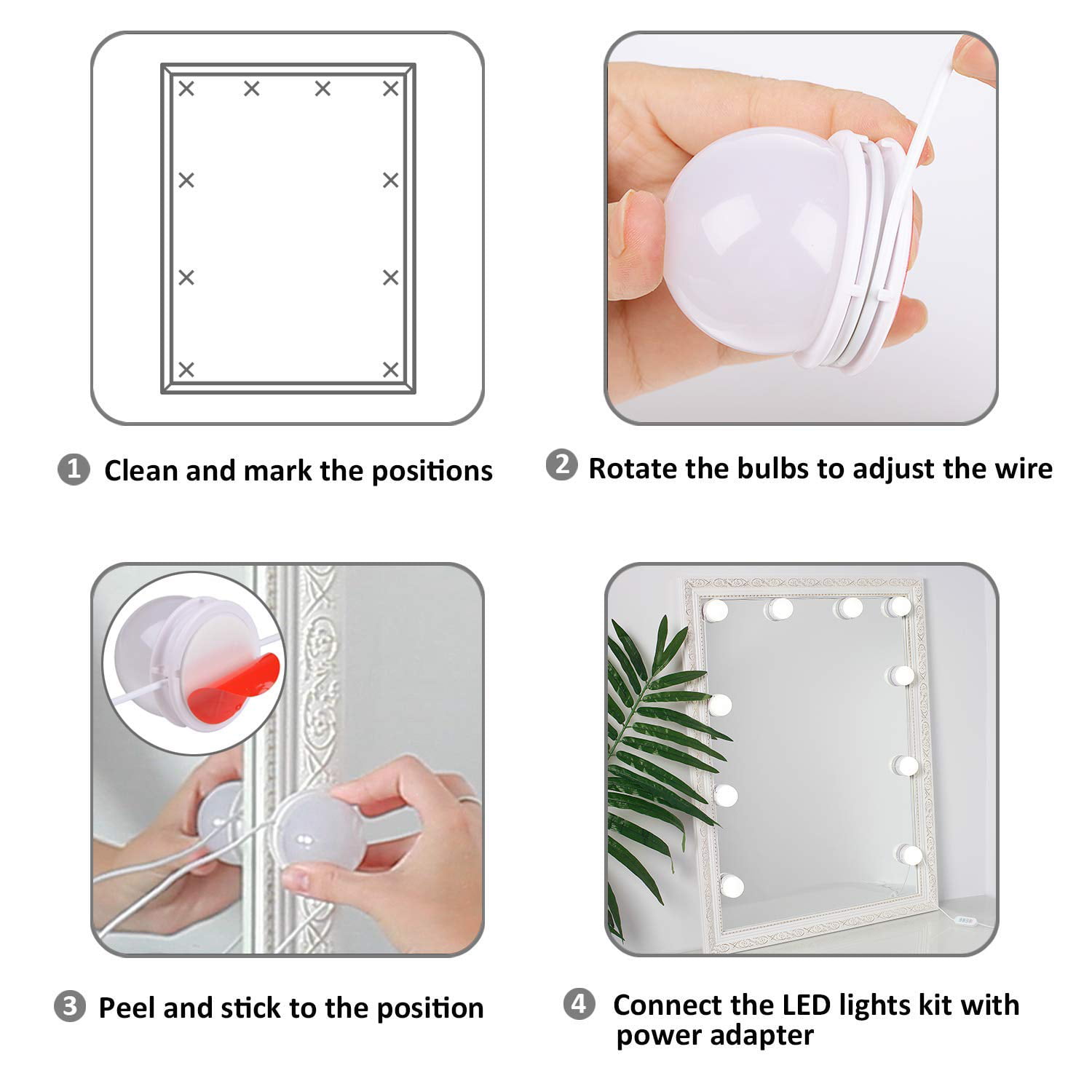 Makeup Bathroom for Dressing with Touch Dimmer and Memory Function Mirror Not Included Winzwon LED Vanity Mirror Lights Kit USB Powered Hollywood Style Dimmable Mirror Light Bulb 