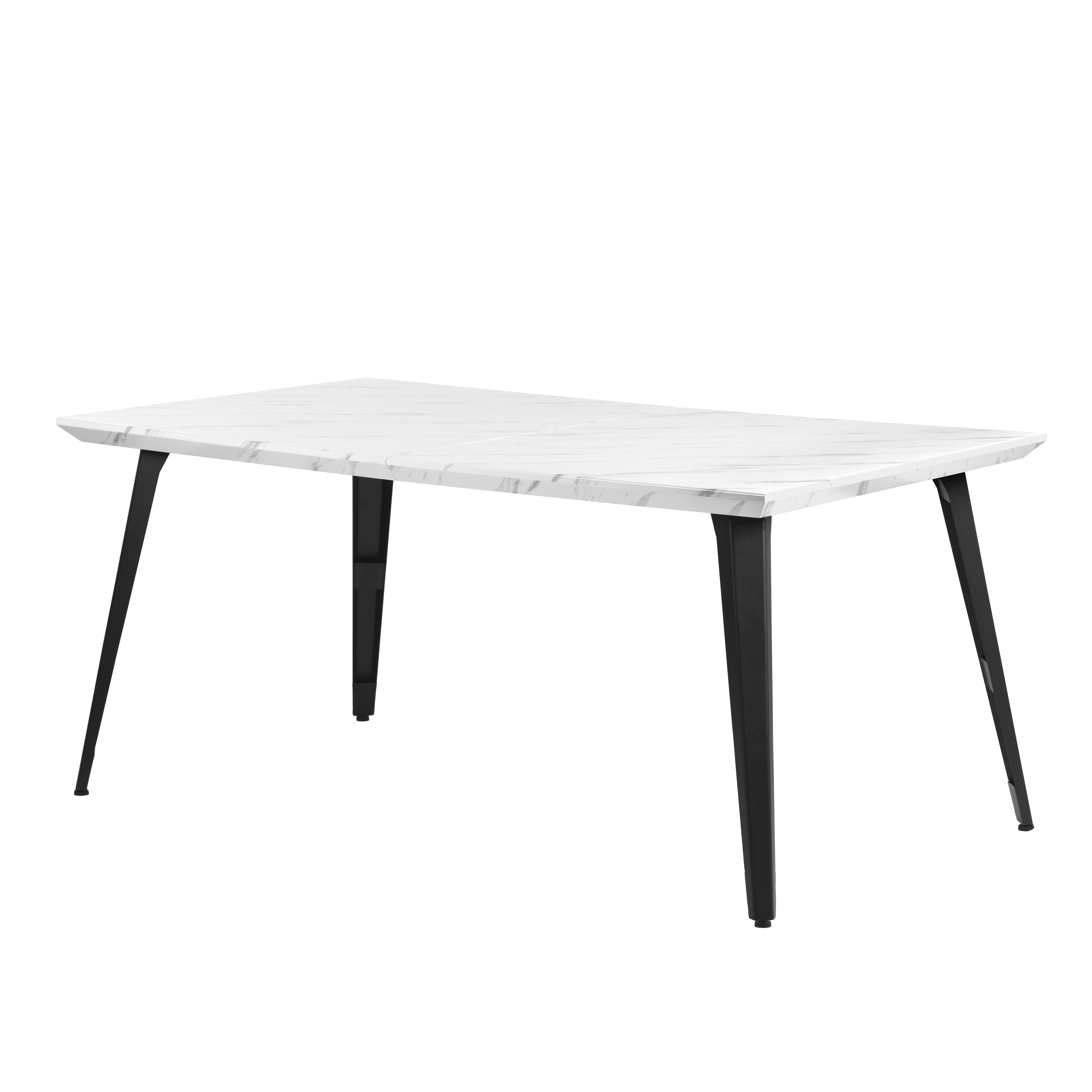 Homy Casa Dining Table for 4-6 People, 62.9inch Industrial Wood Large Kitchen Table with Strong Metal Frame, White