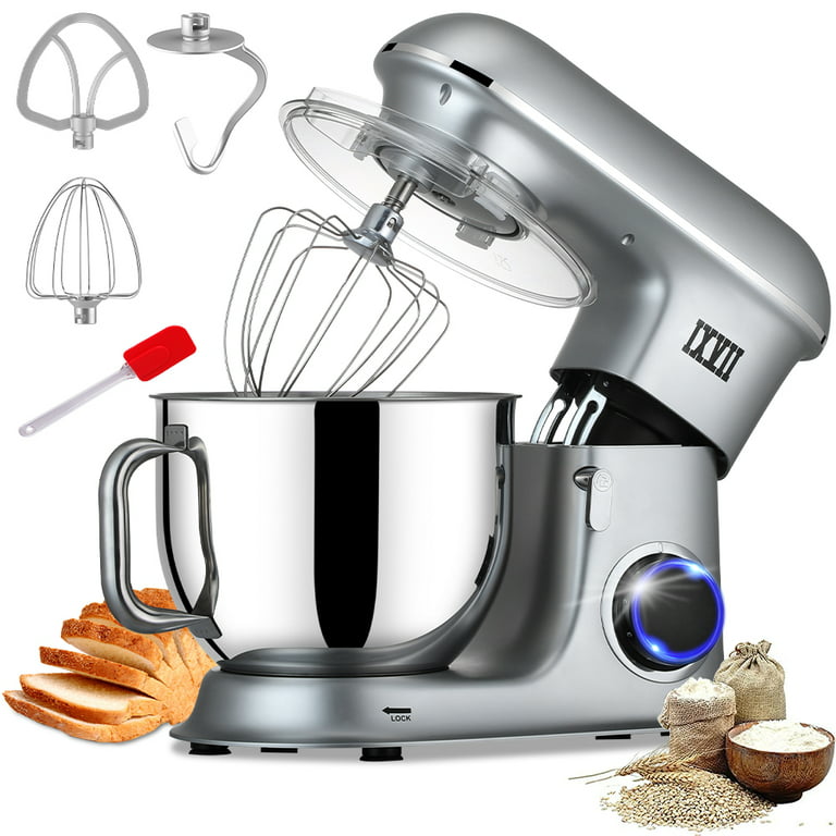 Hi Tek 7 qt White Aluminum Electric Stand Mixer - Includes Dough Hook, Whisk  and Beater - 16 1/4 x 9 x 16 1/2 - 1 count box