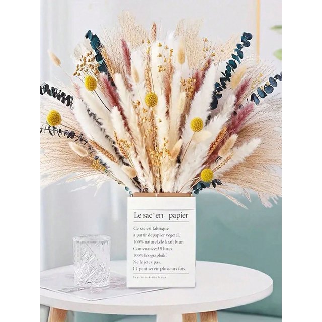 50/80pcs Pampas Grass Decoration Set Including Fluffy Pampas Flowers, Reed Hay And Rabbit Tail Dried Flowers, Natural Dried Pampas Grass Bouquet, Suit
