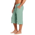 thumbnail image 4 of Nokdvo Men's Capri Pants Drawstring Elastic Waist Capris with Pockets Below Knee Joggers Wide Leg Stretch Workout Athletic Casual Loose Fit Summer Cropped Pants,Light Green 3XL, 4 of 6