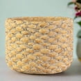 thumbnail image 4 of Urban Terracotta Round Pot with Thick Basket Weave Design Body Washed Finish Amber, 4 of 5