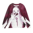 thumbnail image 2 of Odeerbi Kids Girls Halloween Hoodies Ghost Print Hooded Sweatshirts Crewneck Oversized Sweatshirt 1-12 Years Kids Fashion Long Sleeve Pullover Tops Red, 2 of 8