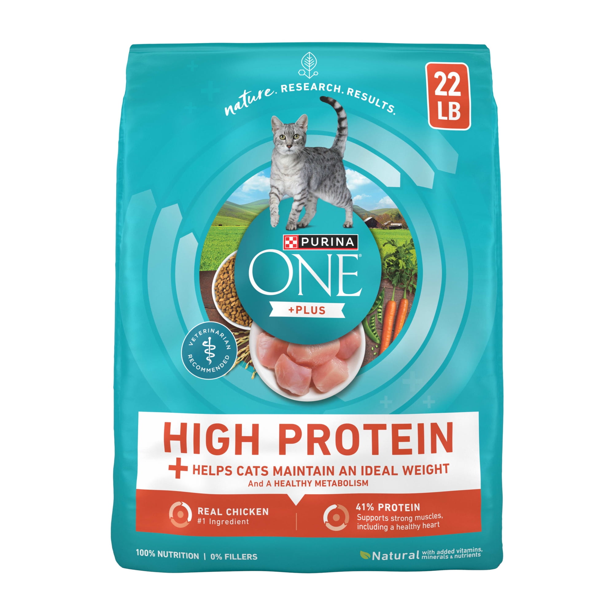 Purina ONE Plus Weight Control Chicken Flavor Dry Cat Food, 22 lb Bag