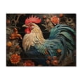 thumbnail image 3 of Designart "Rooster Among Orange Flowers Blue" Animals Print on Natural Pine Wood, 3 of 5