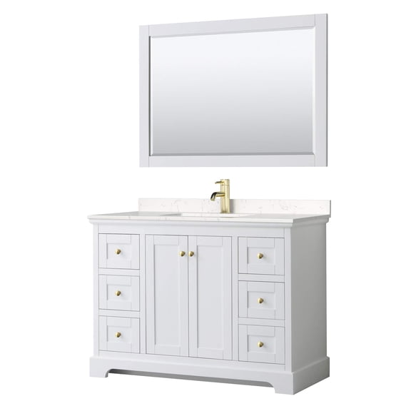 Wyndham Collection Light-Vein Wood Single Bathroom Vanity in White/Gold