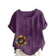 thumbnail image 1 of Vestidos Casuales Para Mujer, Blusas De Mujer De Moda Blusa informal de lino con botones y manga corta estampada para mujer, 1 of 3