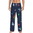 thumbnail image 2 of Goofa Dinosaur Astronaut Space Surfing Printed Soft Pajama Pants for Men, Wide Leg Comfy Casual Lounge Yoga Pants-Medium, 2 of 9