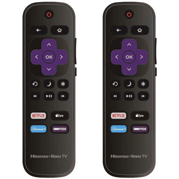 2 Pack - OEM Replacement Remote Control Compatible with All Hisense Roku TV Smart  TVs【Only Works with Hisense Roku TV, Not for Roku Stick and Roku Box】 (Netflix/Apple TV  / Paramount / HBO