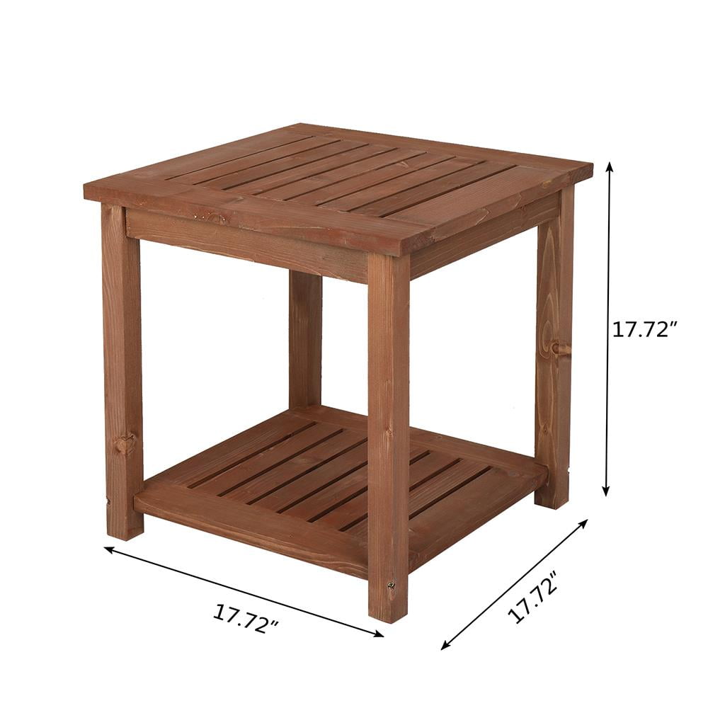 Ktaxon 18 in Wood Side Table, Outdoor Wooden Coffee Table, Wood Table for Tea for Patio, Garden, Balcony, Deck, Sitting Room, Square Wooden Stand