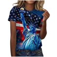 thumbnail image 2 of Vivianyo HD American Flag T-Shirt For Women Summer 2024 Vacation Casual Print 4Th Of July Clothes Patriotic Graphic Tees Tops Loose Round Neck Boho Short Sleeve Shirts Comfy Tunic Clothes, 2 of 4