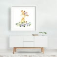 thumbnail image 2 of Giraffe, Safari Animals, Jungle Animals, Purple Flowers, Gender Neutral Nursery - Illustration Watercolor Whimsical Animal Floral Botanical White Framed Wall Art Print 16 x 16 inches, 2 of 3