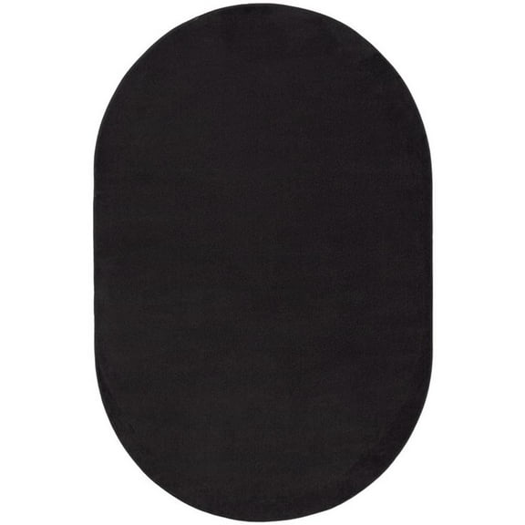 Pemberly Row 6' x 9' Oval Black Fabric Outdoor Area Rug (9' Oval)