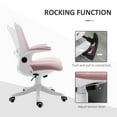 thumbnail image 4 of Vinsetto Linen-Touch Fabric Office Chair Swivel Task Chair with Adjustable Lumbar Support, Height and Flip-up Arms, Pink, 4 of 9