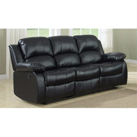 Classic  3 Seat Bonded Leather Double Recliner (The Best Leather Couches)