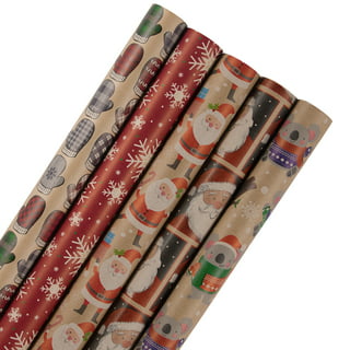 Jam Paper & Envelope Multi-Color Christmas Trees Kraft Wrapping Paper, Red & Green, (2 Rolls) 50 Sq ft.