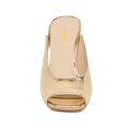 thumbnail image 2 of XYD Women Chic Square Peep Toe Mules Slip on Chunky Block High Heels Shopping Daily Dressy Slide Sandals Size 6.5 Gold, 2 of 4