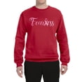 thumbnail image 2 of Wild Bobby, Fearless Pink Ribbon Support Warrior Women, Breast Cancer Awareness, Unisex Crewneck Graphic Sweatshirt, Red, Small, 2 of 5