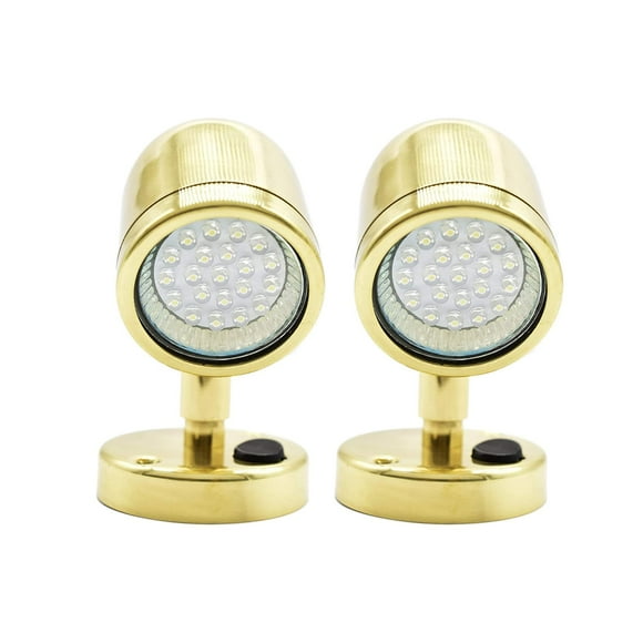 MARINE CITY Lampe de Lecture LED pour Cabine à Tête Pivotante en Laiton, Durable, Réglable, Polyvalente, MR 16-3 W pour Marines, Bateaux, Yachts, Navires (Lot de 2)