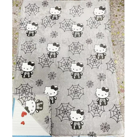 Hot Sanrio Halloween Ghost Hello Kitty Plush Cartoon Large Flannel Blanket Cute Cotton Sofa Nap Blanket Bed Sheet Christmas Gift