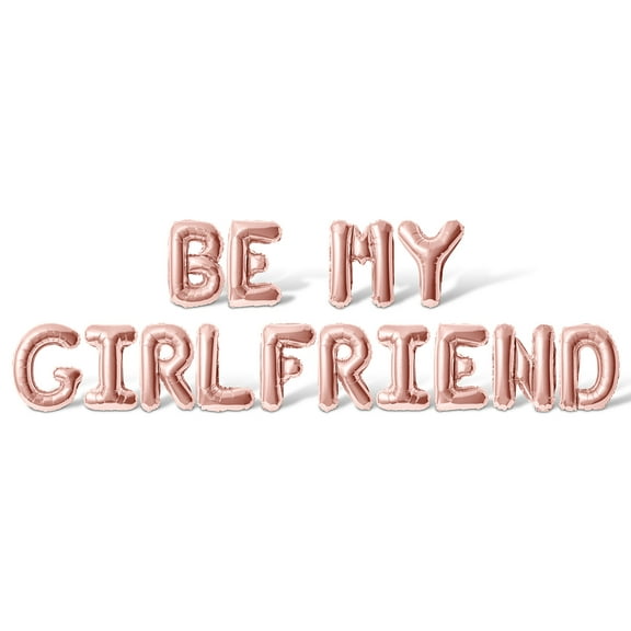 Letter Balloons - BE MY GIRLFRIEND 16" Inch Alphabet Letters Foil Mylar Balloon Valentines Day Party Banner (Rose Gold)