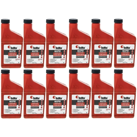 13oz Bottles RedMax Synthetic 2 Stroke Cycle Oil w/ Fuel Stabilizer 50:1 12PACK