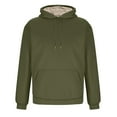 thumbnail image 6 of MELDVDIB Mens Fleece Hoodies Fashion Casual Solid Color Oversized Hooded Sweatshirts Fall Winter Long Sleeve Comfy Warm Pullover Tops with Pocket Army Green L, 6 of 8