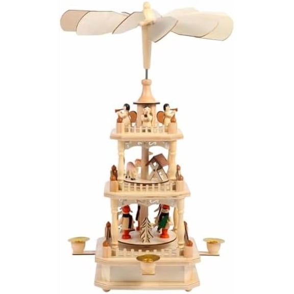 Rotating Christmas Pyramids with 4 Candler Holders-18 Inches-3 Tiers Carousel-Wood Nativity Scene Set$$Tools & Hardware Other