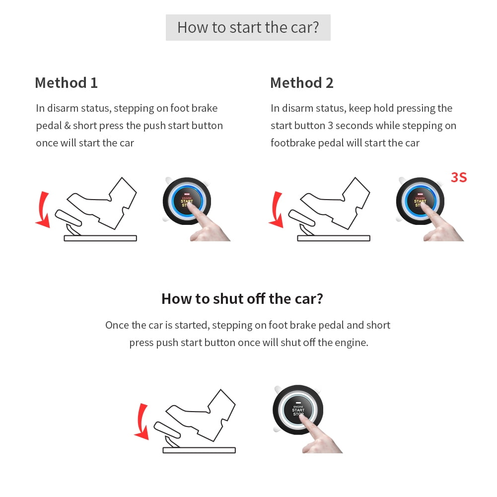 EASYGUARD Smart RFID Car Alarm System Push Engine Start Button & Keyless Go System Fits for Most DC12V Cars
