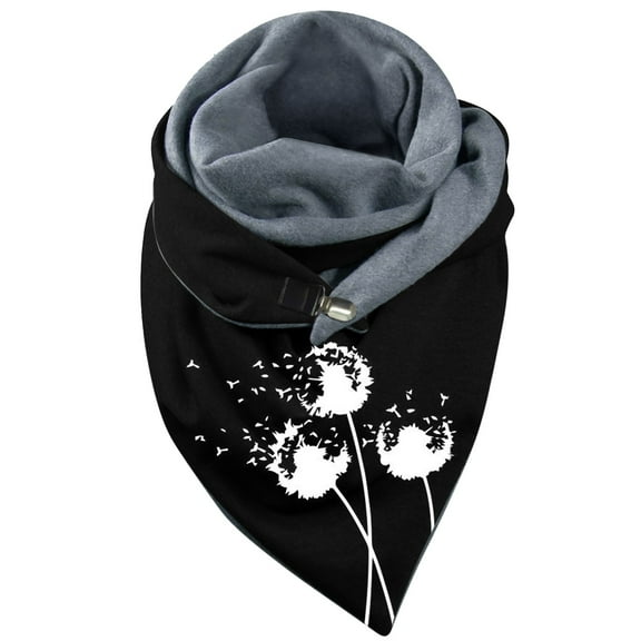 Womens Scarf Fleece Lined Double Layer Splicing Shawl Scarf Neck Gaiter Warm Winter Scarves Short Scarf Knitted Scarf Shawl Winter Scarves for Women A One Size