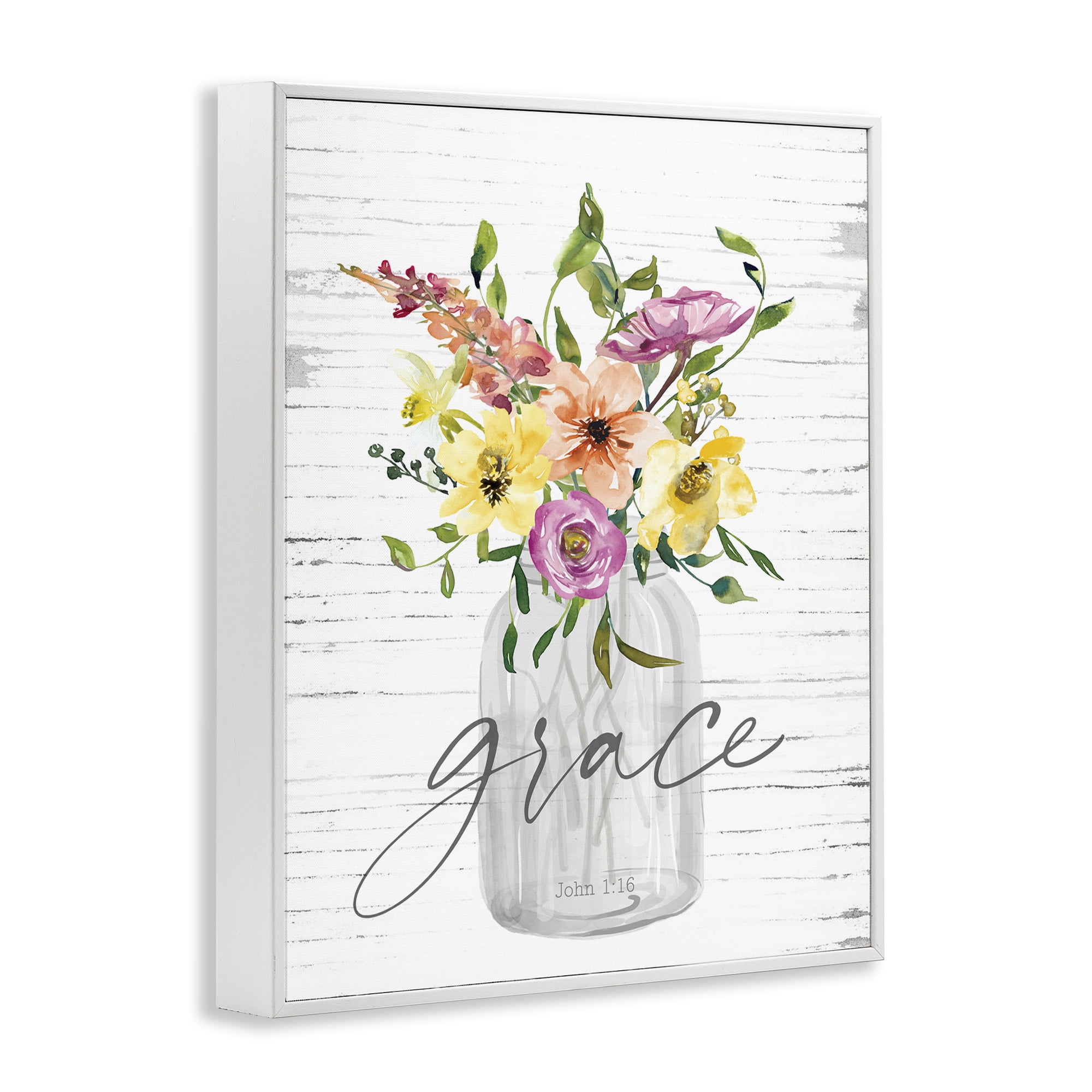 Stupell Industries Spiritual Grace Bouquet Religious Painting White Framed Art Print Wall Art, 11 x 14