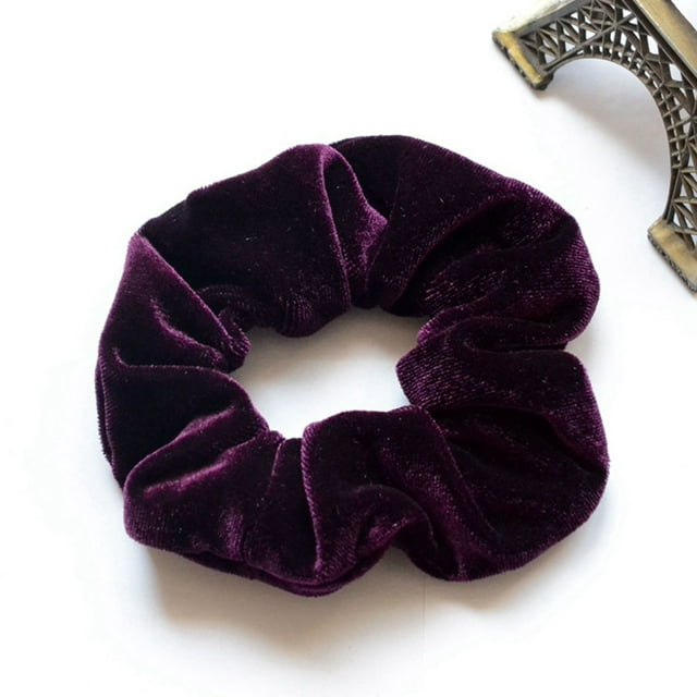 Élastiques en Velours Roses Chouchous Doux Bandeaux Attaches Cheveux Accessoires Cheveux Filles, Femmes (2 Pcs), Violet Profond 2 Pcs