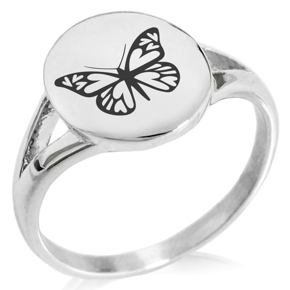 Tioneer Stainless Steel Love Butterfly Minimalist Oval Top Polished Statement Ring