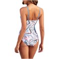 thumbnail image 4 of Womens Swimsuits Pimelu Bathing Suit for Women One Piece Swimsuit High Waist Bathing Suit for Women Fashion Marbled Print Cut out Strap Bikini Summer Beach Halter Monokini Swimwear, 4 of 4