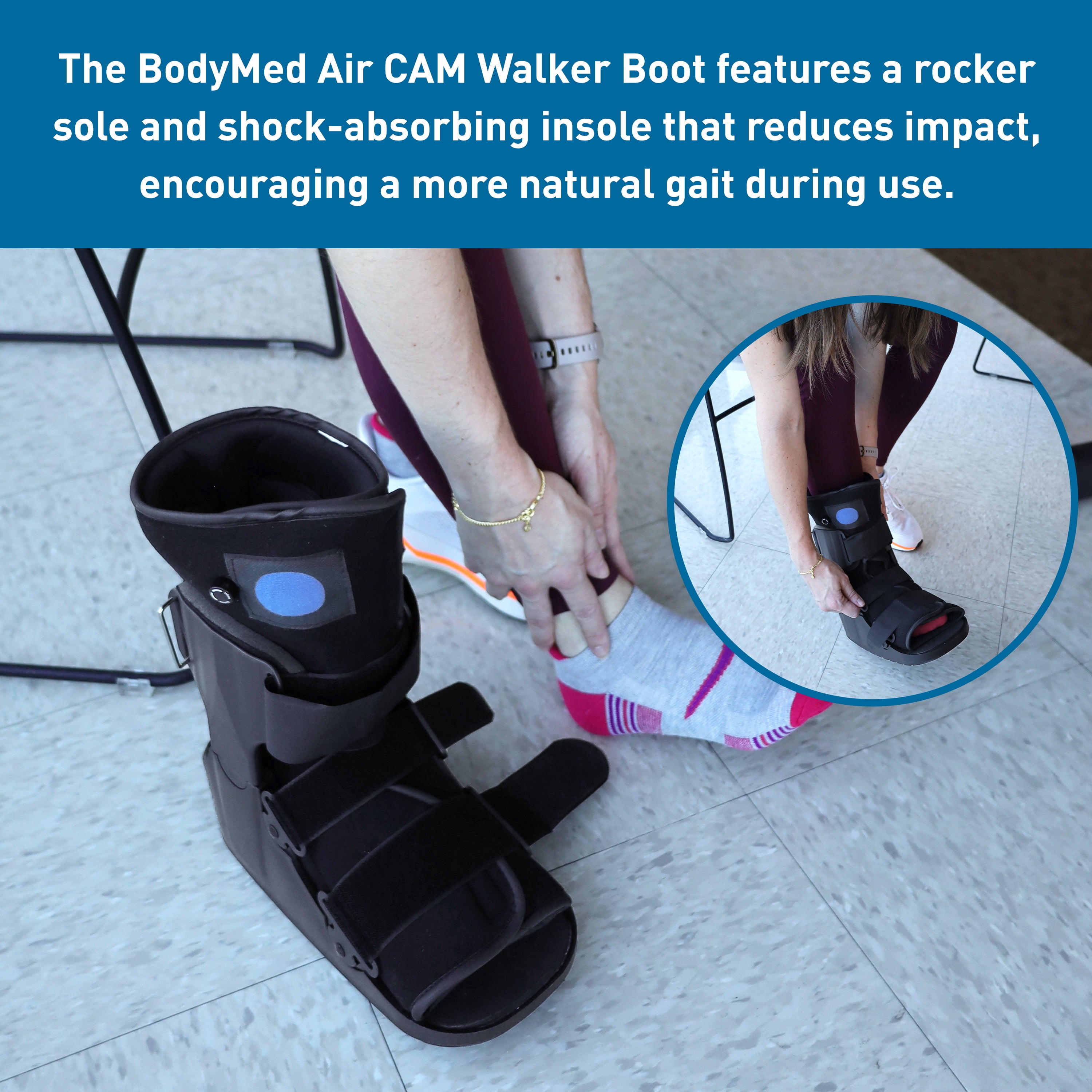 BodyMed Air CAM Walking Fracture Boot, Large, 12.5" Tall - Adjustable and Shock-Absorbing Support for Foot and Ankle Recovery - Fits Left & Right Foot