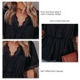 thumbnail image 4 of Top De Cuello En V De Encaje Peplum Top De Cuello En V De Encaje De Verano Blusa De Manga Corta Con Cuello En V Con Volantes Ribete De Encaje De Ganchillo Cintura Elástica Peplum ANGGREK No, 4 of 5