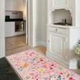 thumbnail image 2 of Balacho Cozy Bohemian Style Floral Design Faux Wool Area Rug, 2' x 6', Pink, 2 of 7