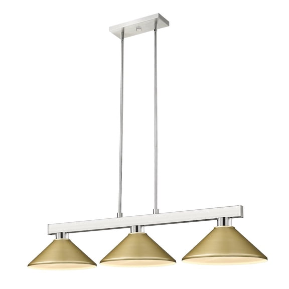 Z-Lite Cobalt 3 Light Billiard Light in Brushed Nickel and Satin Gold