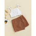 thumbnail image 4 of Mialoley Children Girls’ Short Skirt Suits Solid Color Lace Sling Short Tops Summer Mini Skirt, 4 of 9