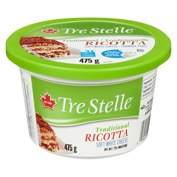 Tre Stelle Traditional Ricotta Fresh Soft White Cheese, 475 g