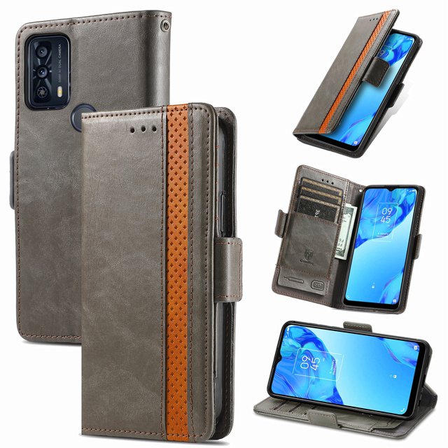 Étui pour TCL 20B, Couverture Portefeuille en Cuir, Étui Folio, Design à Rabat, Fermeture Magnétique - Gris