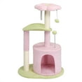 thumbnail image 4 of 33in Cat Tree, Multi-level Cat Tower with Cat Scratching Post with Curved Perch, Cozy Cat Condo, Padded Top Bed for Kittens and Indoor Cats, Pink & Green, 4 of 9
