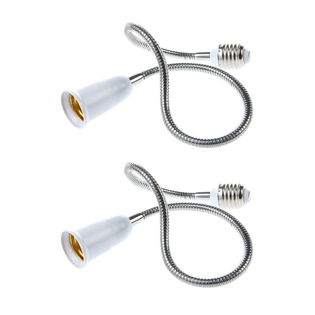 2X E27 A E27 Luz Lampara Bobilla Flexible Extension Adaptador Conversor (Blanco, 60 cm)