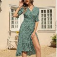 thumbnail image 3 of Vedolay Womens Dresses Shift Dress for Women V Neck Short Sleeves Solid Color Casual Summer Dresses,Green M, 3 of 5