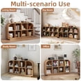 thumbnail image 6 of Weselon 55" Long Curved Horizontal Bookcase with 8-Cube Storage, Mid-Century Modern Low Bookshelf Storage Cabinet for Living Room, Entryway, Natural, 6 of 10