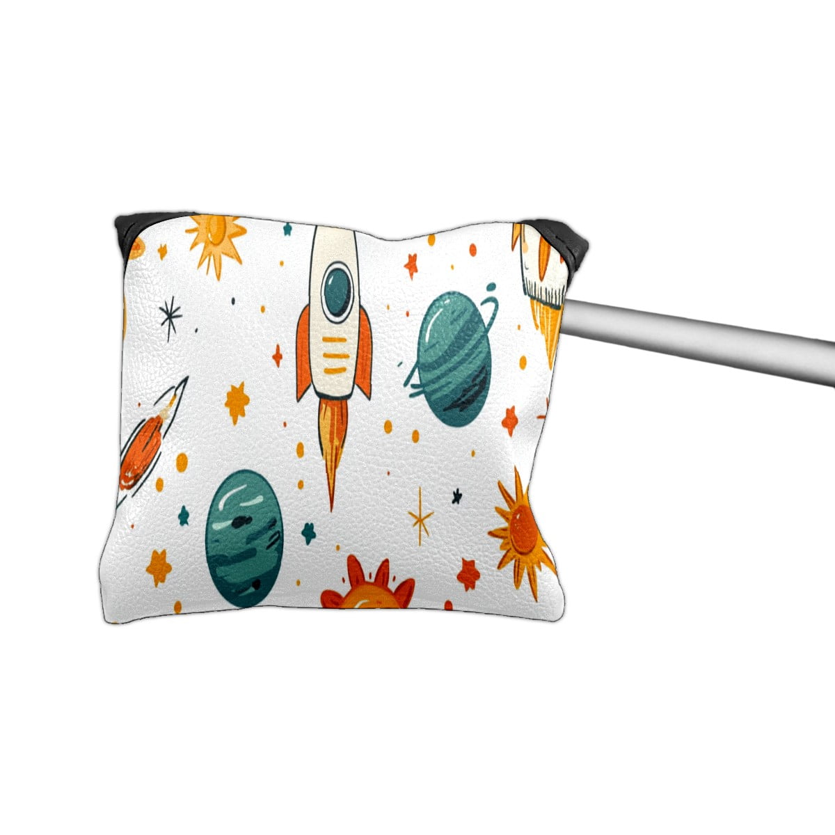 Golf Mallet Putter Cover Premium Leather Waterproof Golf Putter Head Cover with Magnetic Closure Spaceship Sun