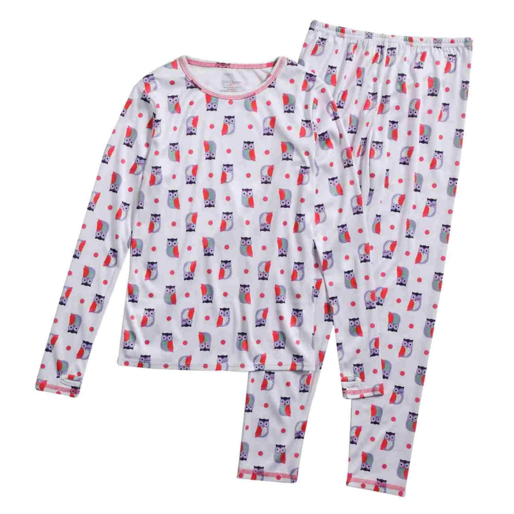 Cuddl Duds Girl Owl Print Chill Chasers Thermal Underwear Base Layer ...
